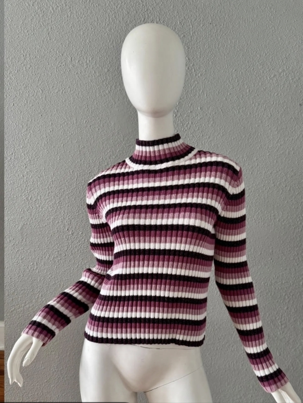 Y2K vintage sparkly ribbed mock turtleneck